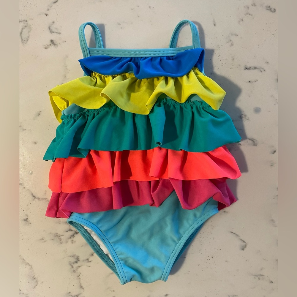Baby Boden tiered frilly swimsuit, 3-6 mo